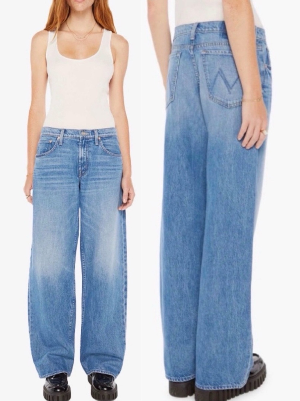 MOTHER SUPERIOR Jeans Down Low Spinner Sneak Love Line Blue Size 27
